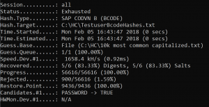 Run results 10k passwords