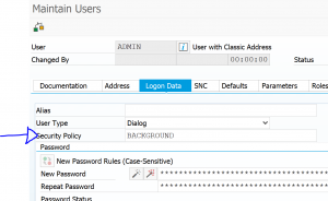 Security policy assignment in user data