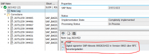 Digital signature in SAP note log