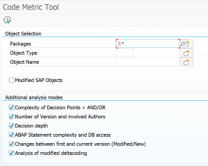 Code metric tool start screen