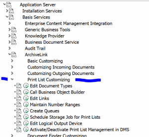 Print list archivng customizing