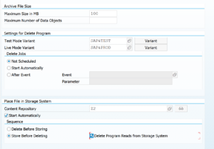 Data archiving technical customizing per object