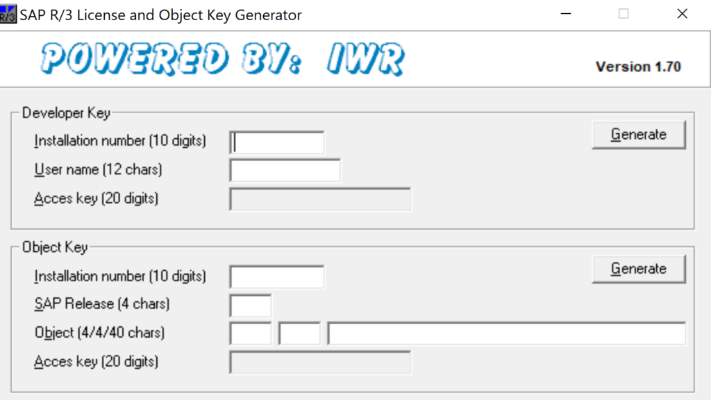 Keygen screen