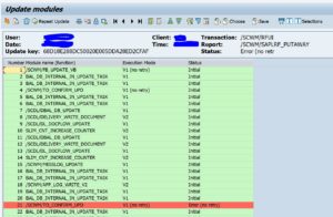 SM13 update processing error detail