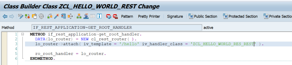 REST implementation of root handler