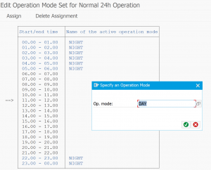 Assign operation mode to timetable